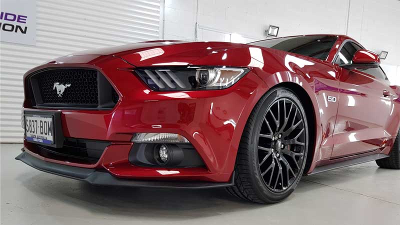Ford Mustang being paint protected with film at Adealide Paint Protection